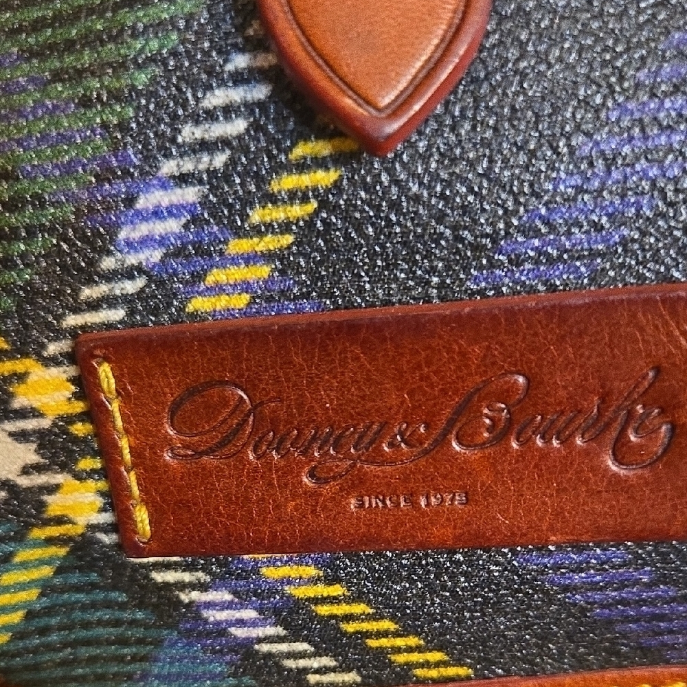 Dooney & Bourke Green Plaid Crossbody with Brown Leather Trim - Picture 4 of 9